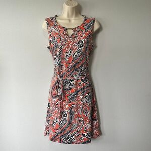 Ann Taylor Orange and Blue Paisley Print Dress Size 4
